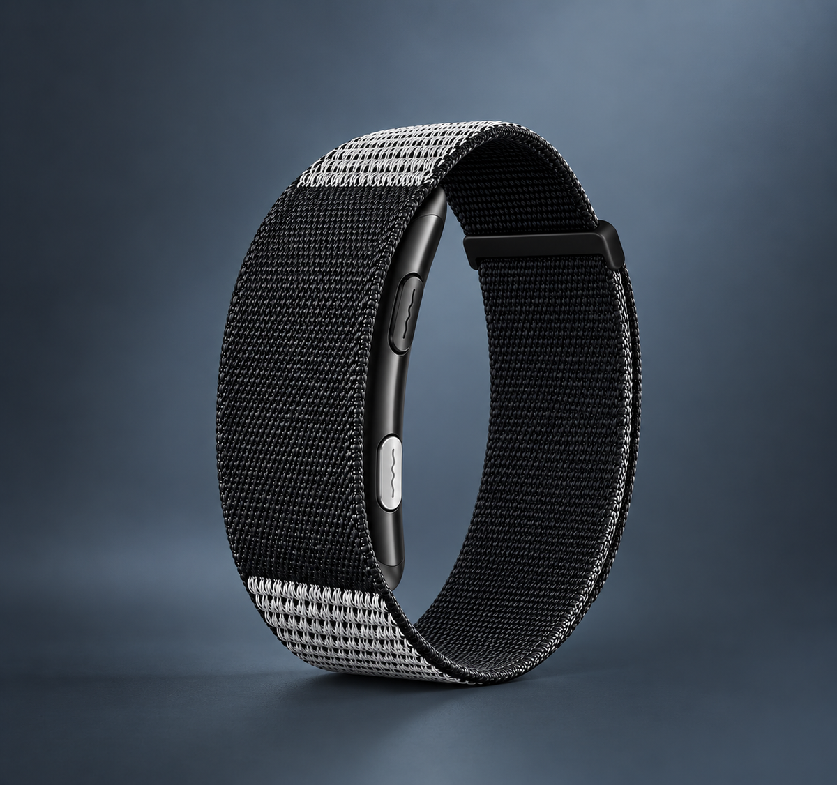 ALVA Sense health band in black, screenless band with braided nylon strap